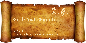 Kelényi Gergely névjegykártya